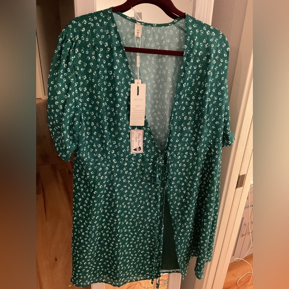 Amo Lee Teal Floral Women's Cardigan